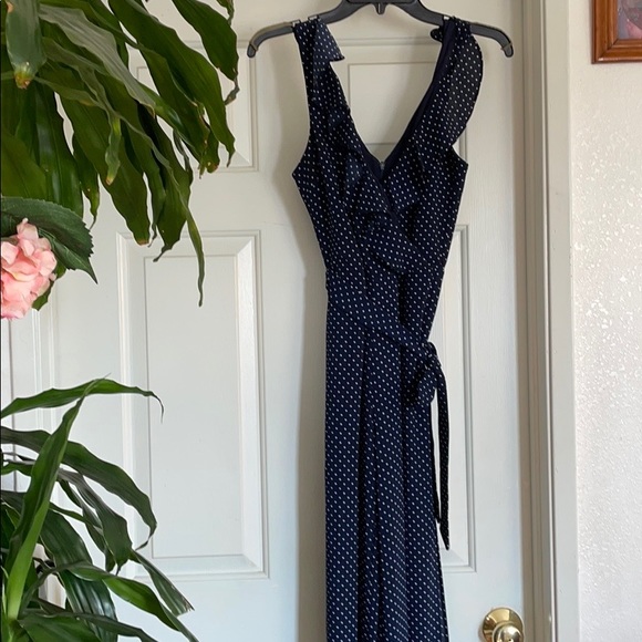 Blue & white polka dot jumpsuit - Picture 3 of 7